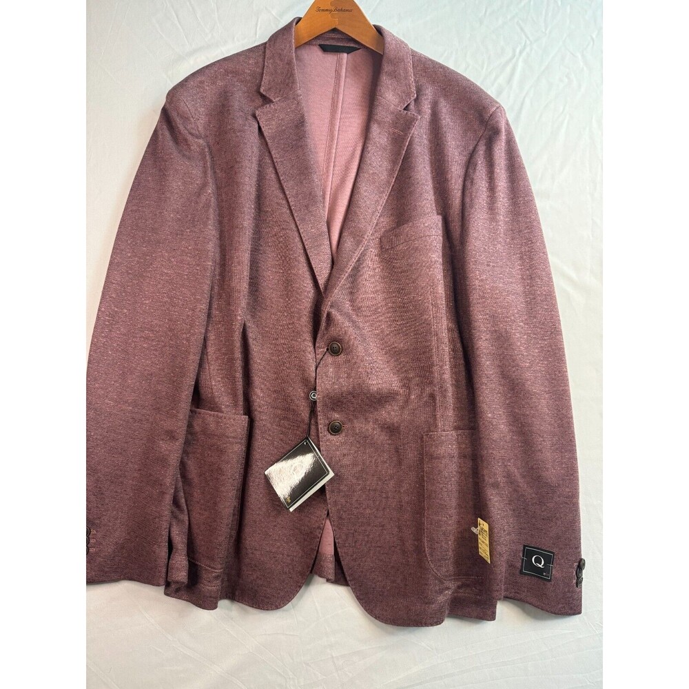 Q by Flynt Blazer Men 48R Jacket Suit Purple Burgundy 2 Button Single-Breasted